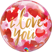 Load image into Gallery viewer, I Love You Paper Hearts Bubble Balloon
