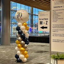 Load image into Gallery viewer, gold and silver balloon column with 3ft balloon on top