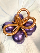 Load image into Gallery viewer, christmas gift balloon creation in chrome purple balloons and gold