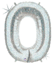 Load image into Gallery viewer, holographic silver number balloon zero 0