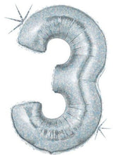 Load image into Gallery viewer, holographic silver megaloon number balloon 3 three