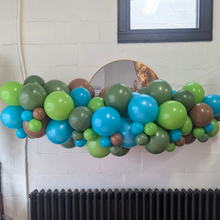 Load image into Gallery viewer, green blue brown balloon garland