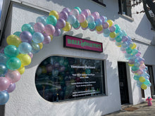 Load image into Gallery viewer, Dreamy pastel spiral arch 30ft by Vancouver Balloons for Netflix show Babysitter's club