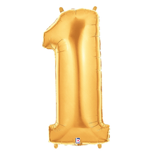 Load image into Gallery viewer, Gold Number 1 Foil Balloon Letters