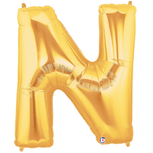 Load image into Gallery viewer, Gold Letter N Foil Balloon Letters