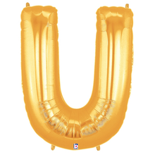 Load image into Gallery viewer, Gold Letter U Foil Balloon Letters

