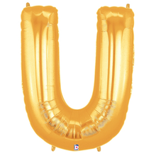 Load image into Gallery viewer, Gold Letter U Foil Balloon Letters