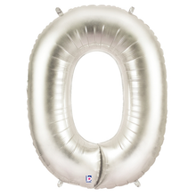 Load image into Gallery viewer, Silver Number 0 Foil Balloon Letters