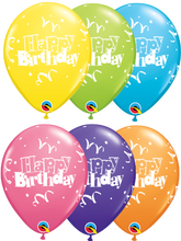 Load image into Gallery viewer, Happy Birthday Streamers & Stars 11'' Latex Balloons