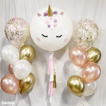 Load image into Gallery viewer, 3ft Purple Unicorn w/ Full Tassels & 2 16in Confetti Bouquets