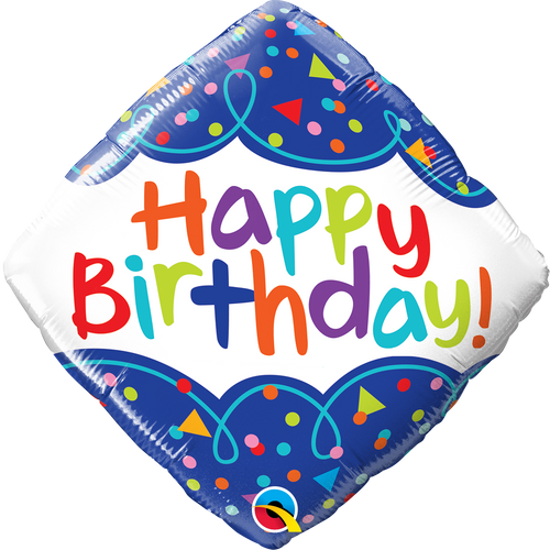 Birthday Scribbles & Confetti Diamond Balloon