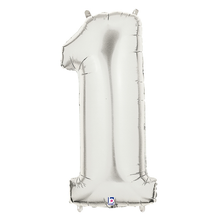 Load image into Gallery viewer, Silver Number 0-9 Foil Balloon Numbers