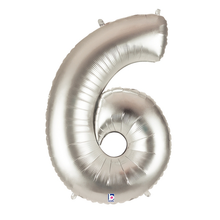 Load image into Gallery viewer, Silver Number 0-9 Foil Balloon Numbers
