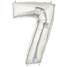 Load image into Gallery viewer, Silver Number 0-9 Foil Balloon Numbers