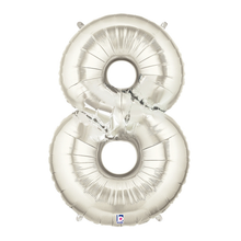 Load image into Gallery viewer, Silver Number 0-9 Foil Balloon Numbers