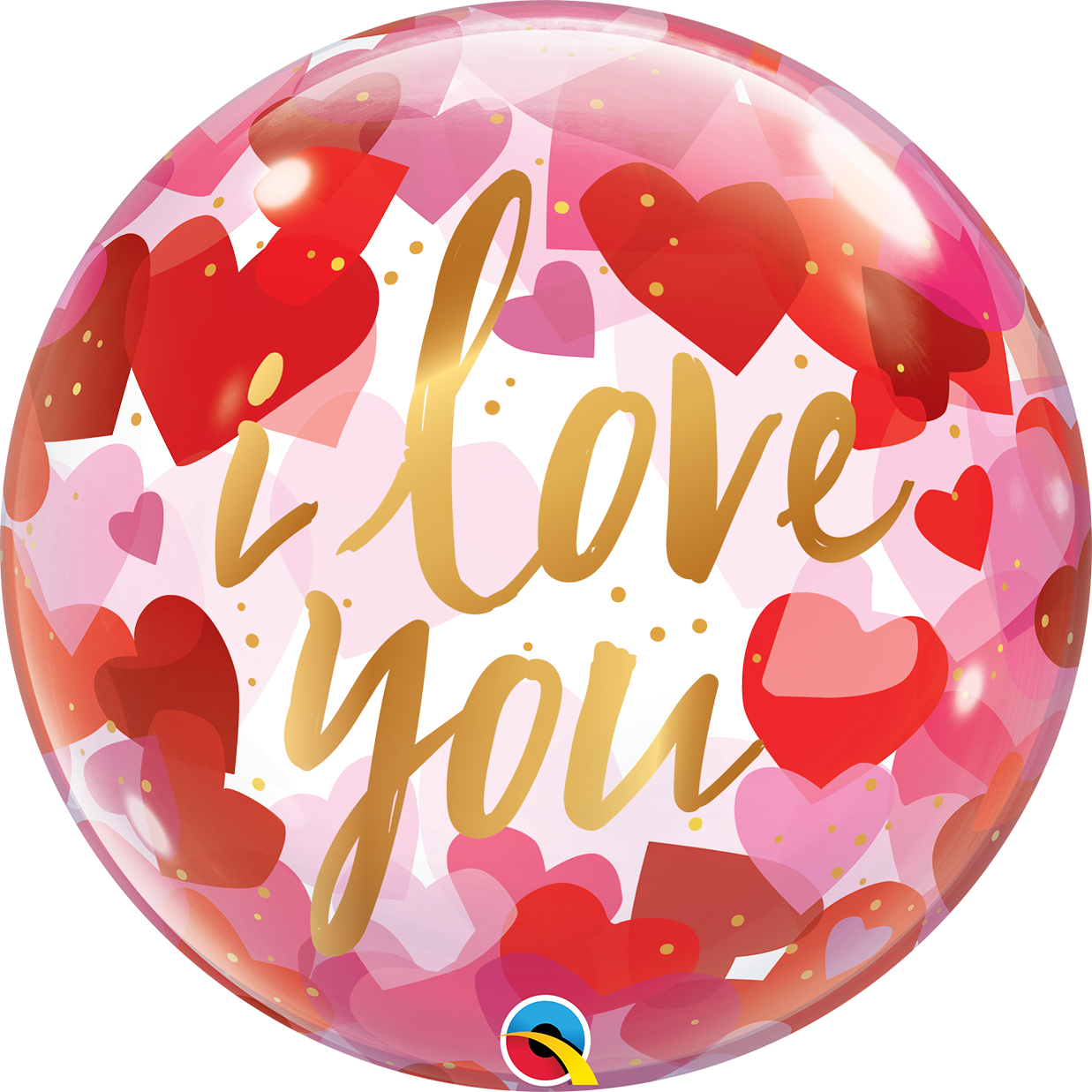 I Love You Paper Hearts Bubble Balloon