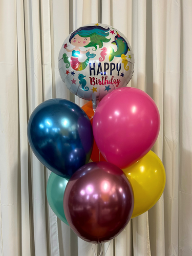 happy birthday mermaid balloon bouquet