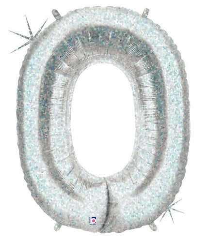 holographic silver number balloon zero 0