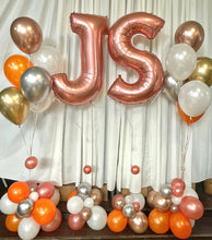 Load image into Gallery viewer, rose gold letter balloons with orange and gold balloon bouquets
