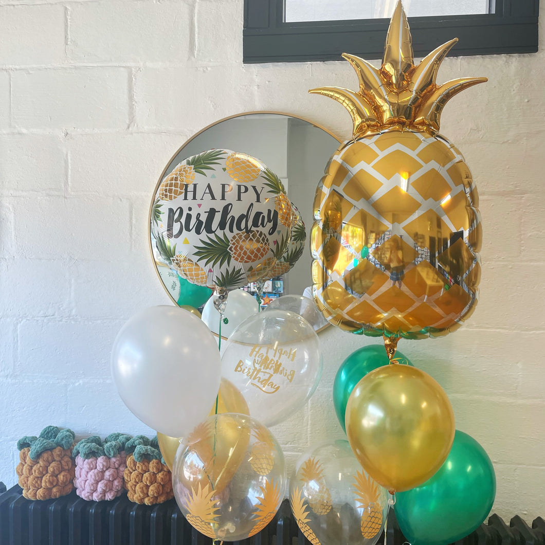 Vancouver Balloons pineapple package and MERCURYDUSK crochet pineapple bags 