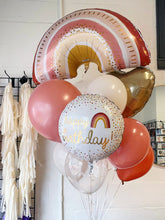 Load image into Gallery viewer, boho rainbow supershape gold heart foil balloon happy birthday retro foil mylar
