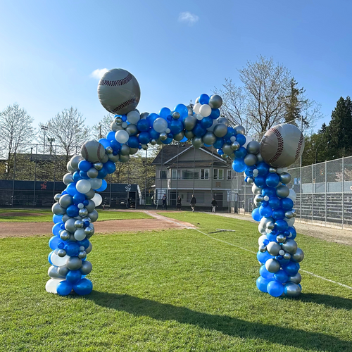 organic balloon arch outdoor with mylar foil balloons