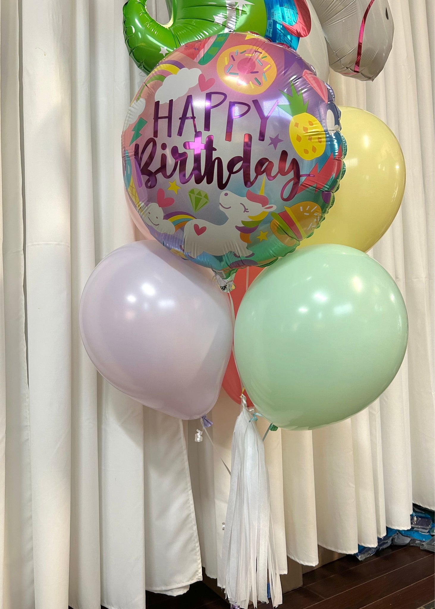 Soft Pastel Rainbow Unicorn Birthday Balloon Package – Vancouver Balloons