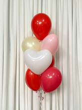 Load image into Gallery viewer, red balloons heart shaped balloon bouquet
