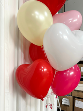Load image into Gallery viewer, white and red heart shaped latex balloon bouquet
