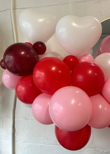 Load image into Gallery viewer, white heart latex balloons with cranberry red pink balloons
