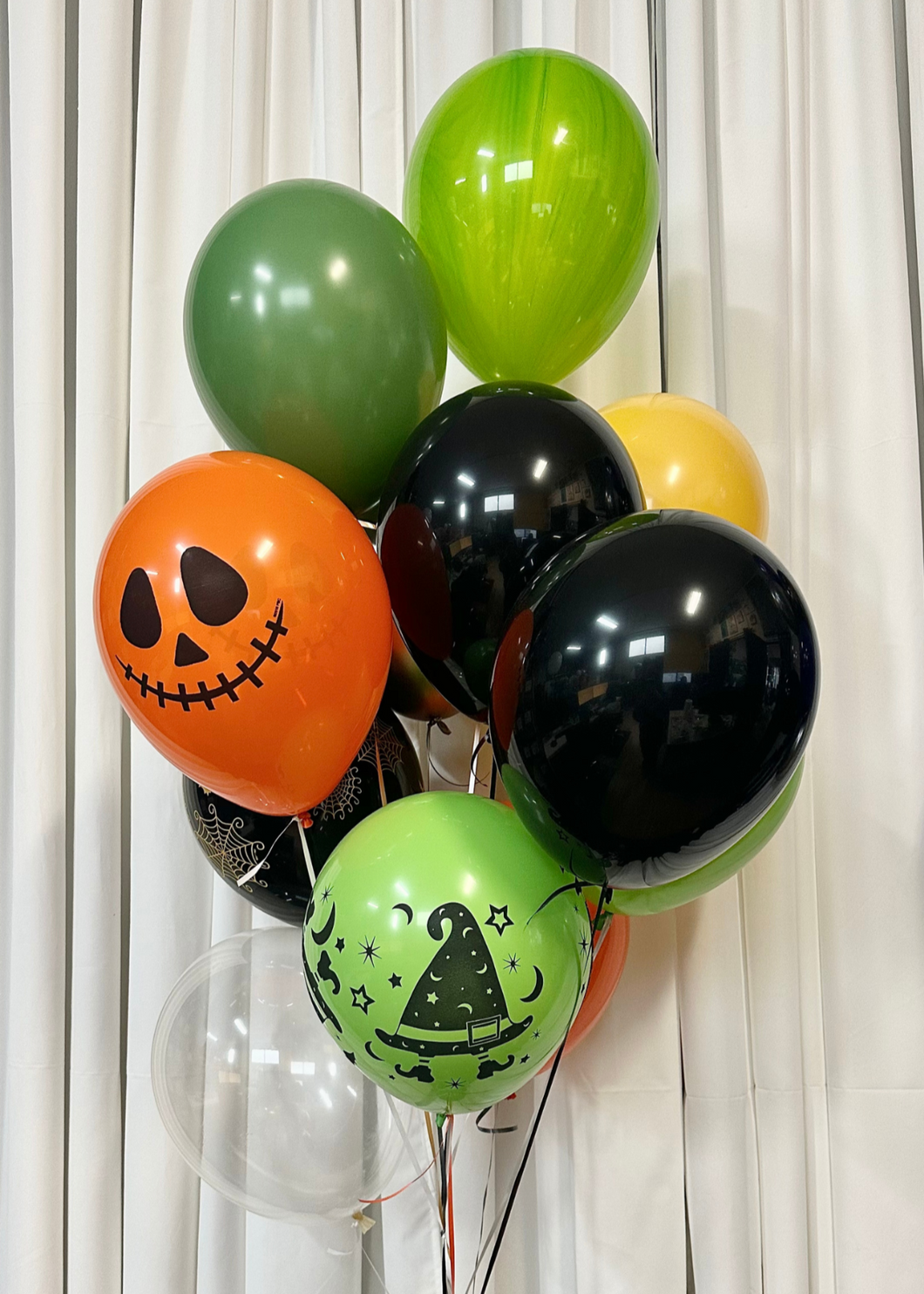 orange green black yellow halloween balloons 