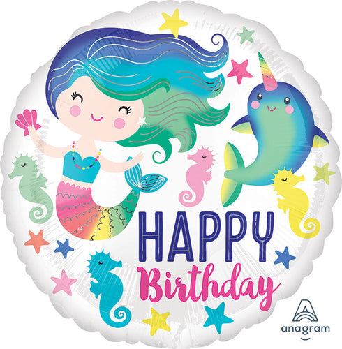 mermaid ocean birthday foil balloon