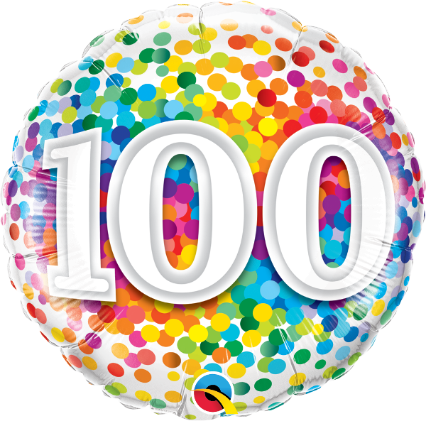 100th Rainbow Confetti Balloon