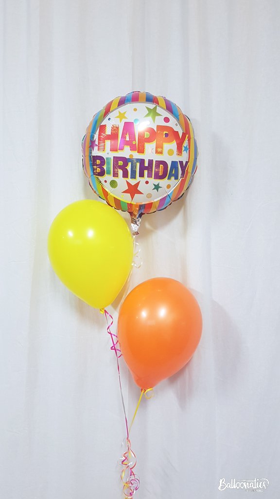 Simple Happy Birthday Stripe Balloon Package