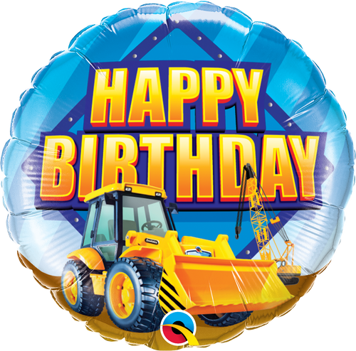 Birthday Construction Loader Mylar Balloon
