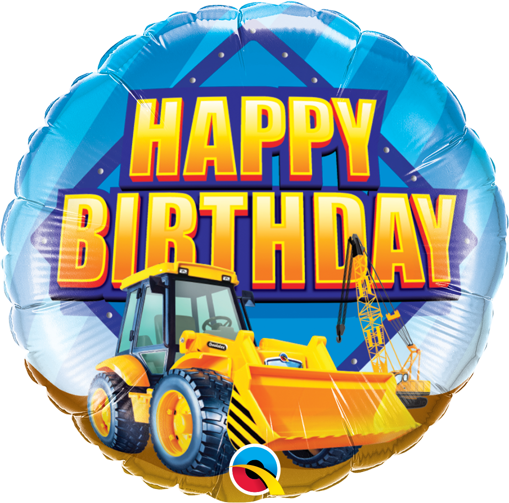 Birthday Construction Loader Mylar Balloon