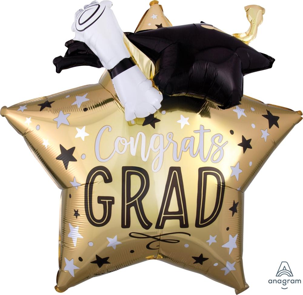 Grad Star, Cap & Diploma Supershape Balloon - Anagram – Vancouver Balloons