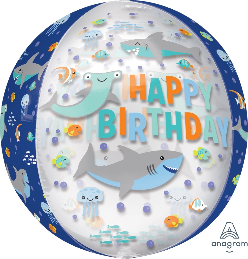 Happy Birthday Sharks Orbz Balloon