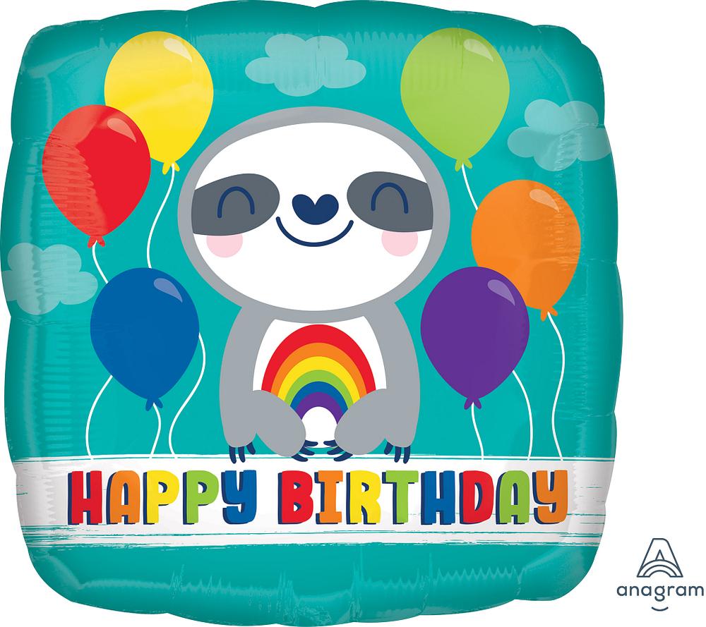 Happy Birthday Sloth with Rainbow
