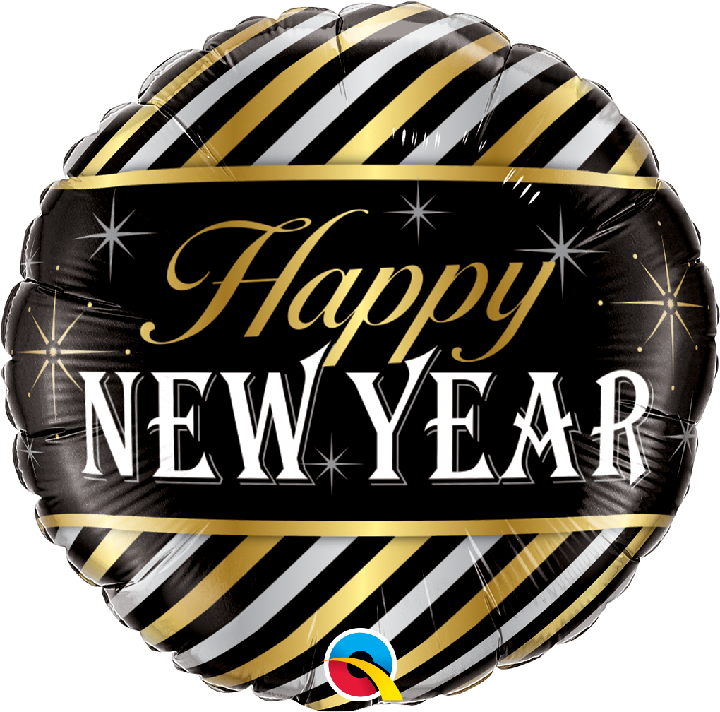 New Year Diagonal Stripes Balloon