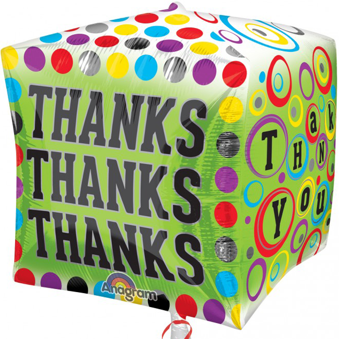 Polka Dotty Thanks Cube Balloon