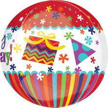 Load image into Gallery viewer, Happy Birthday Stripes and Bursts Balloon Orbz
