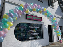 Load image into Gallery viewer, Dreamy pastel spiral arch 30ft by Vancouver Balloons for Netflix show Babysitter&#39;s club
