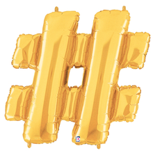 Load image into Gallery viewer, Gold Hashtag Foil Balloon Letters

