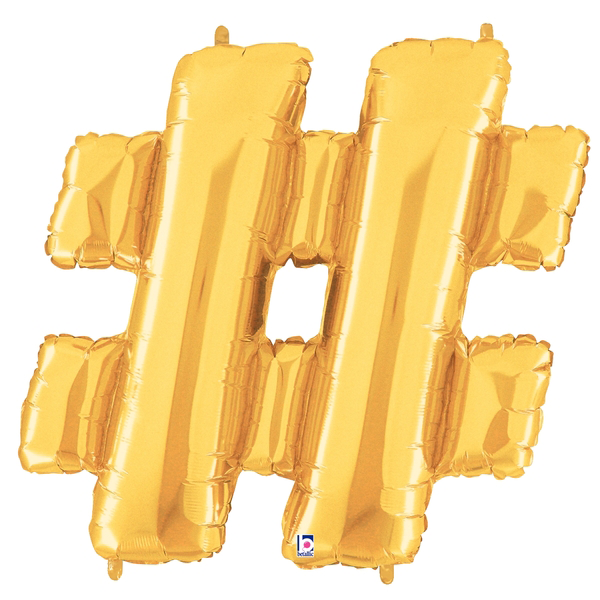 Gold Hashtag Foil Balloon Letters