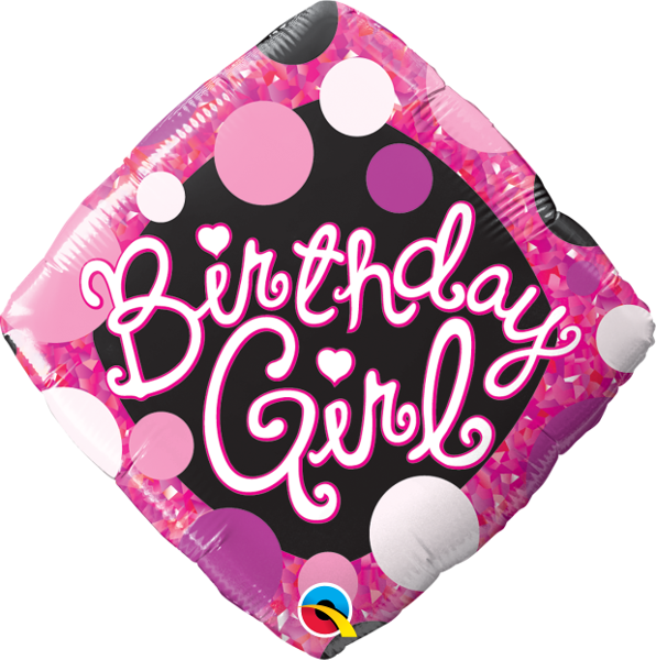 Happy Birthday Girl Pink& Black Balloon