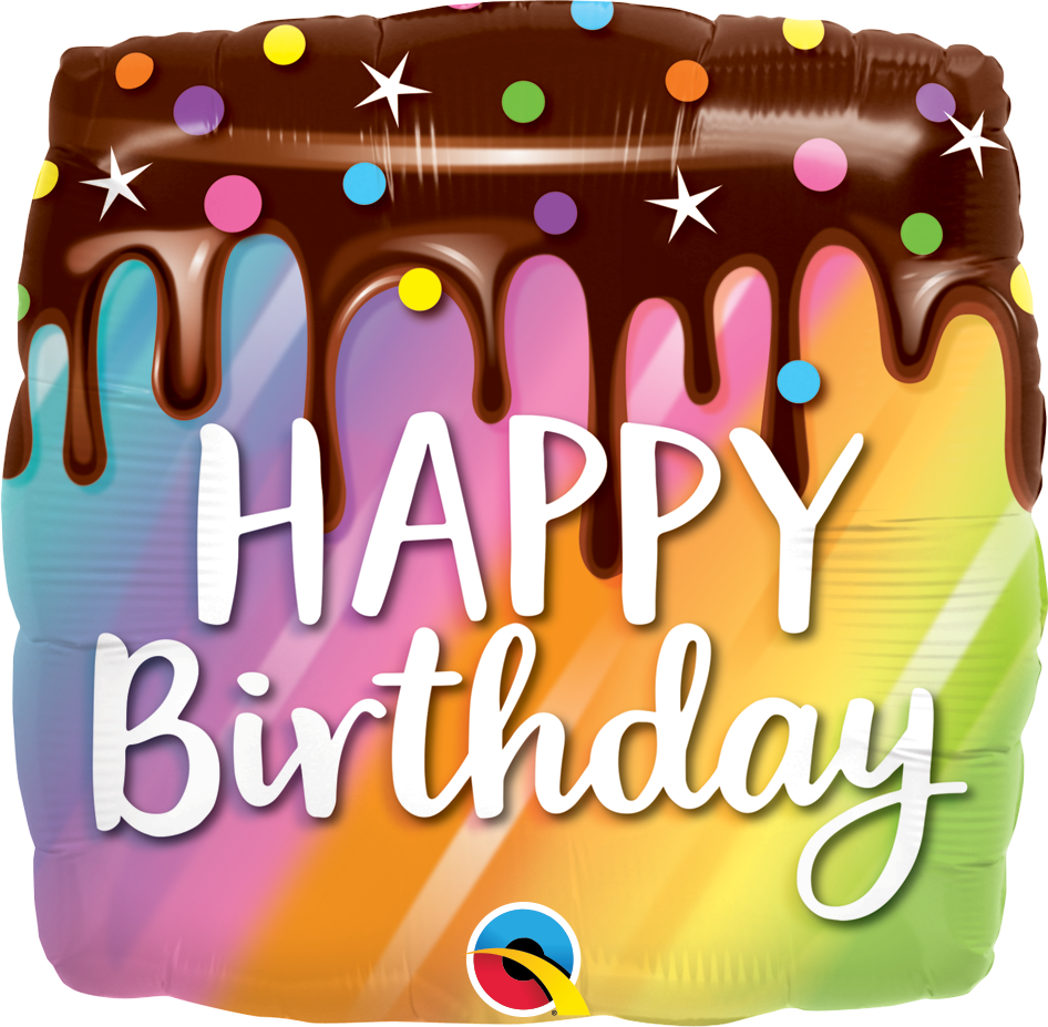Birthday Rainbow Drip Cake Balloon