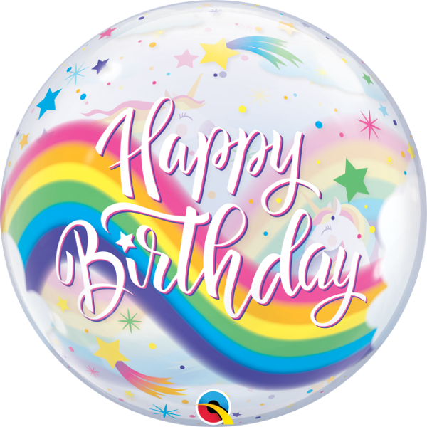 Birthday Rainbow Unicorns Bubble Balloon