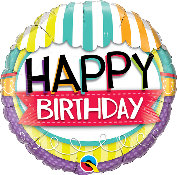 Happy Birthday Striped Awning Balloon