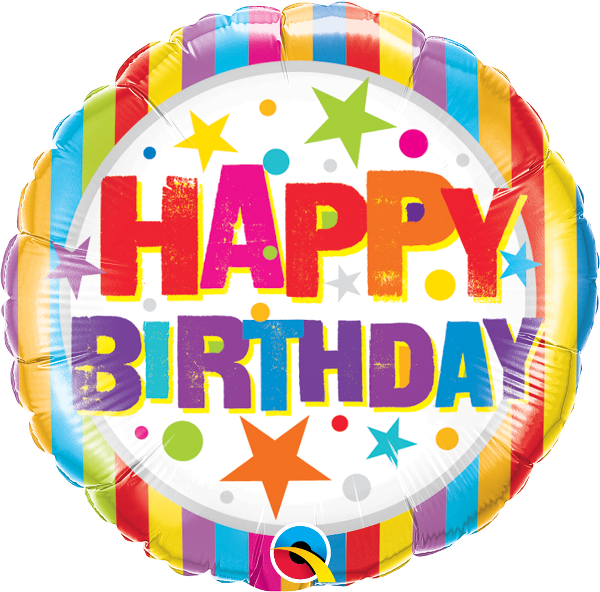 Happy Birthday Stripes & Stars Balloon
